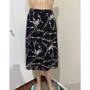 Daniel Rainn Skirt, M, Black lined button front back elastic waist midi